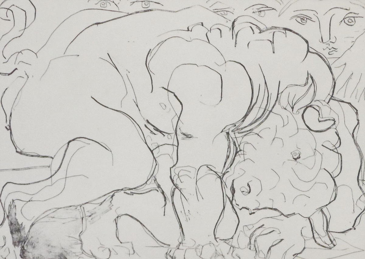 Раненый минотавр (Minotaure blesse, VI), №196. Пабло Пикассо. Сюита Воллара. Литография. Испания, 1956 год