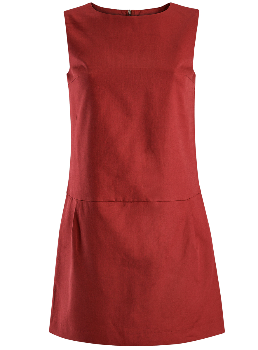 Платье oodji Ultra, цвет: бордовый. 11910072-1/35618/4900N. Размер 34 (40-170)