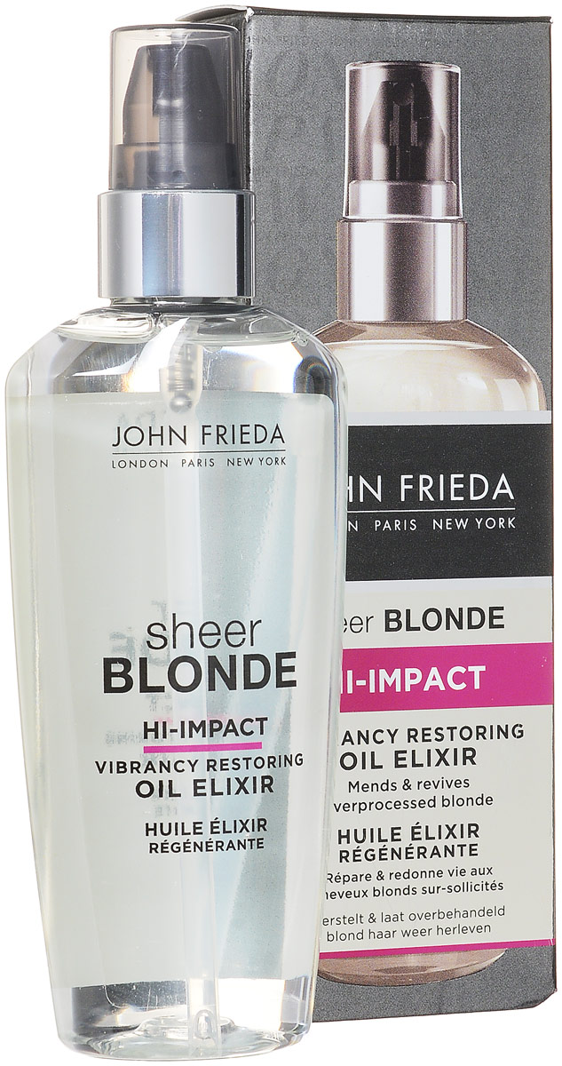 Sheer Blonde HI-IMPACT Масло-эликсир для восстановления сильно поврежденных волос 100 млjf213330 Sheer Blonde HI-IMPACT Масло-эликсир для восстановления сильно поврежденных волос 100 млjf213330Восстанавливает и оживляет поврежденные волосы. Возвращает блеск и яркость светлым поврежденным, тусклым волосам. Масло-эликсир SHEER BLONDE заметно восстанавливает поврежденную структуру волос, возрождая к жизни сухие пряди светлых волос. Применение: Распределите масло по всей длине влажных волос, уделяя особое внимание кончикам, далее высушите феном для восстановления сияния волос. Или нанесите несколько капель на кончики уже высушенных волос и придайте гладкость укладке, чтобы приручить самые непослушные пряди.НЕ ОКРАШИВАЕТ ВОЛОСЫ. *Использование безопасно для натуральных, окрашенных и мелированных волос.