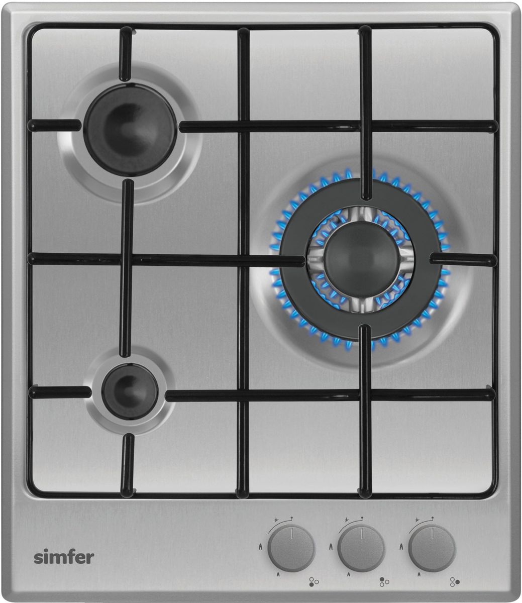 Simfer H45V35M411 панель варочная газоваяH45V35M411 Simfer H45V35M411 панель варочная газоваяH45V35M411Газовая варочная панель Simfer H45V35M411 с чистым пламенем доведет вашу сковороду до нужной температуры без всяких задержек. Включите её и всё днище сковороды будет моментально нагрето.Благодаря идеальному расположению панели управления и индикатора уровня мощности прямо спереди этой варочной панели, любой повар, будь он левша или правша, сможет пользоваться ими с одинаковой лёгкостью.Газовая варочная поверхность Simfer H45V35M411 упрощает приготовление и делает его безопаснее благодаря особой форме подставок, обеспечивающих абсолютную устойчивость посуды.Нет способа быстрее и удобнее для того, чтобы разжечь конфорку, чем автоподжиг варочной панели. Просто поверните ручку, чтобы открыть и зажечь газ одним плавным движением.