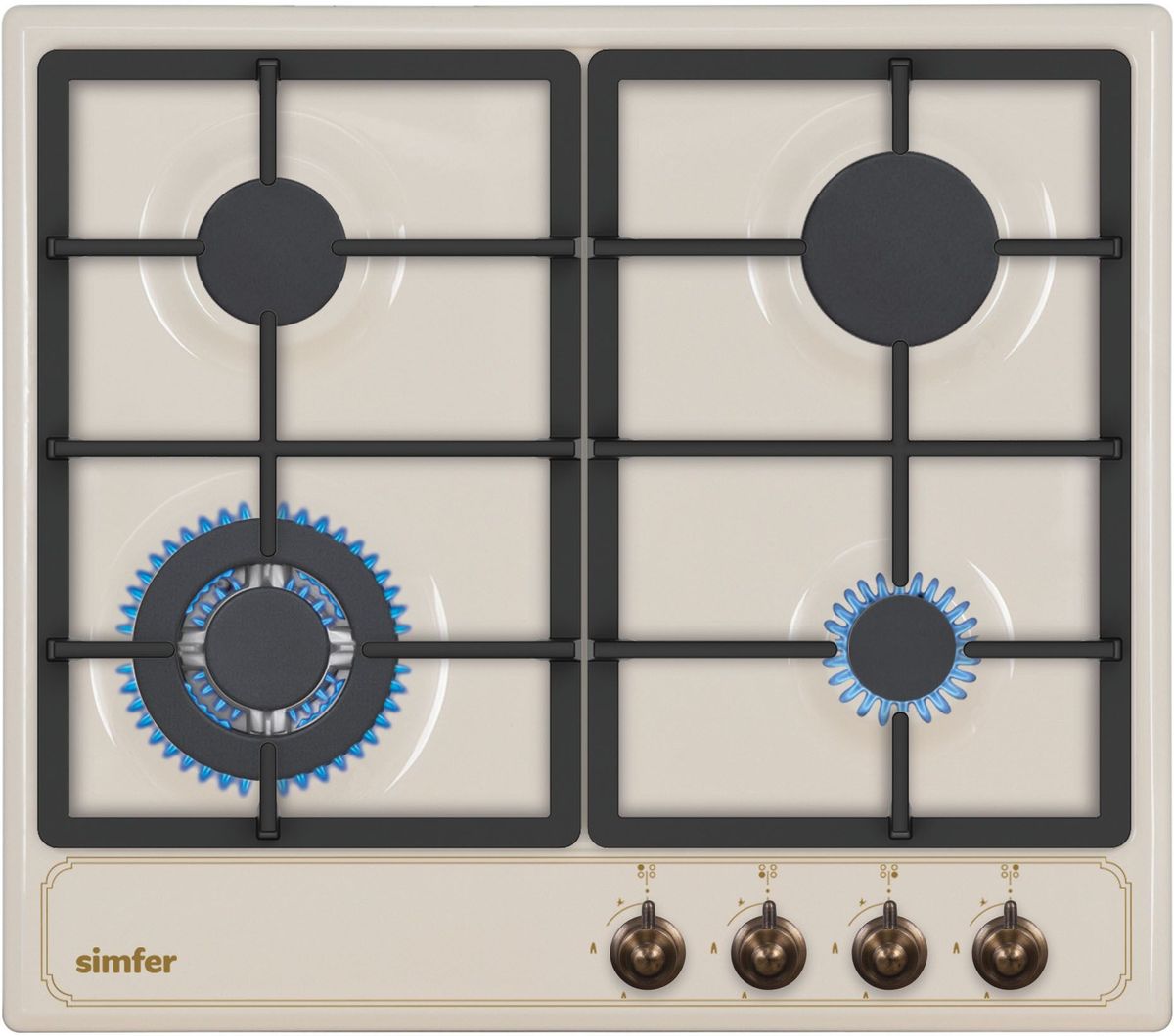 Simfer H60V41O511 панель варочная газоваяH60V41O511 Simfer H60V41O511 панель варочная газоваяH60V41O511Газовая варочная панель Simfer H60V41O511 с чистым пламенем доведет вашу сковороду до нужной температуры без всяких задержек. Включите её и всё днище сковороды будет моментально нагрето.Благодаря идеальному расположению панели управления и индикатора уровня мощности прямо спереди этой варочной панели, любой повар, будь он левша или правша, сможет пользоваться ими с одинаковой лёгкостью.Газовая варочная поверхность Simfer H60V41O511 упрощает приготовление и делает его безопаснее благодаря особой форме подставок, обеспечивающих абсолютную устойчивость посуды.Нет способа быстрее и удобнее для того, чтобы разжечь конфорку, чем автоподжиг варочной панели. Просто поверните ручку, чтобы открыть и зажечь газ одним плавным движением.