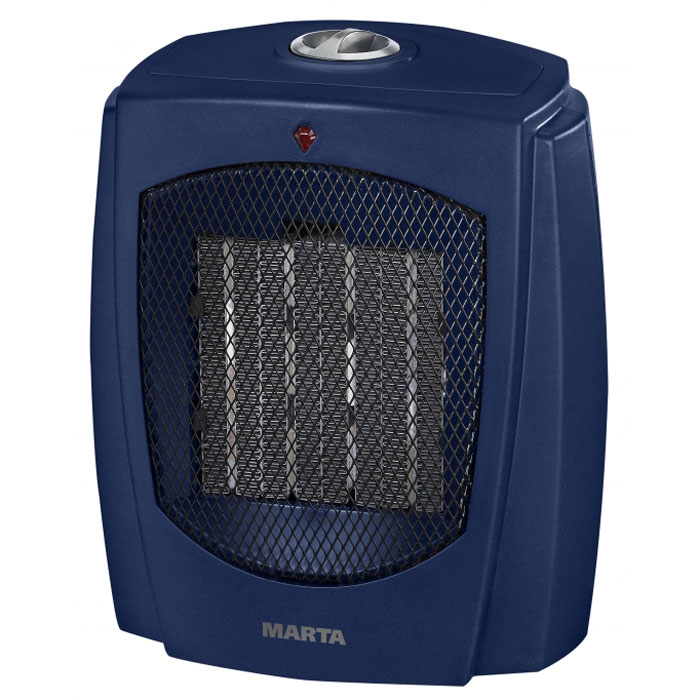 Marta MT-2499, Blue Sapphire тепловентиляторMT-2499 Marta MT-2499, Blue Sapphire тепловентиляторMT-2499Тепловентилятор с керамическим нагревательным элементом Marta MT-2499 служит для быстрого прогрева помещения с наименьшими затратами электроэнергии. Принудительно нагнетая горячий воздух, тепловентилятор заставляет его циркулировать, смешиваясь с холодным, благодаря чему прогрев помещения происходит значительно быстрее, чем в случае обычных обогревателей. Керамический нагревательный элемент создан из природного натурального материала, не выделяет при нагревании вредных примесей, не имеет запаха и очень быстро достигает рабочей температуры, сохраняя оптимальной влажность воздуха. Тепловентилятор Marta MT-2499 может работать в режиме обычного вентилятора, а также нагнетать теплый или горячий воздух. Используя разные режимы работы можно добиться установления в помещении устойчивого и комфортного микроклимата. Материал корпуса – термостойкий пластик абсолютно безвреден и соответствует всем стандартам безопасности. Керамический нагревательный элементСоздан из природного натурального экологически чистого материала, не выделяющего примесей при сильном нагреве, не имеющего запаха. Керамика быстро нагревается и хорошо удерживает тепло, поэтому приборы с керамическими нагревательными элементами экономят электроэнергию.3 режима работыРежим вентилятора без нагрева, режим теплого потока воздуха и режим горячего потока воздуха.