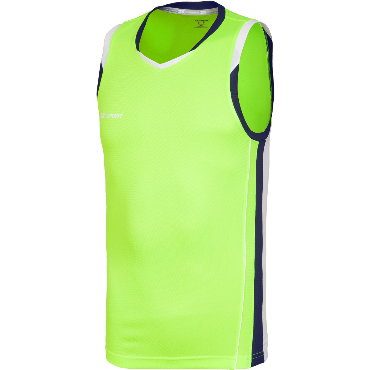 Майка баскетбольная мужская 2K Sport Advance, цвет: неоново-желтый, темно-синий, белый. 130030. Размер XS (44)