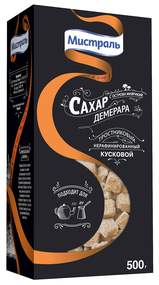Мистраль Сахар тростниковый нерафинированный Демерара кусковой, 500 г