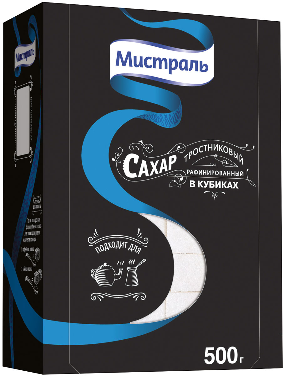 Мистраль Сахар рафинированный тростниковый в кубиках, 500 г