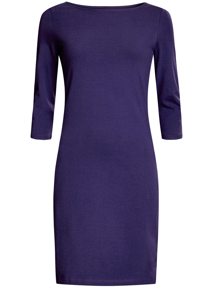Платье oodji Ultra, цвет: темно-фиолетовый. 14001071-2B/46148/7500N. Размер XS (42)