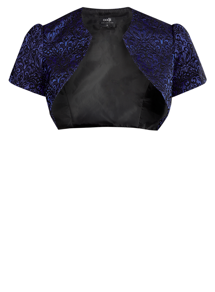 Болеро женское oodji Collection, цвет: темно-синий. 22A00003-1/38560/7529J. Размер 40 (46-170)