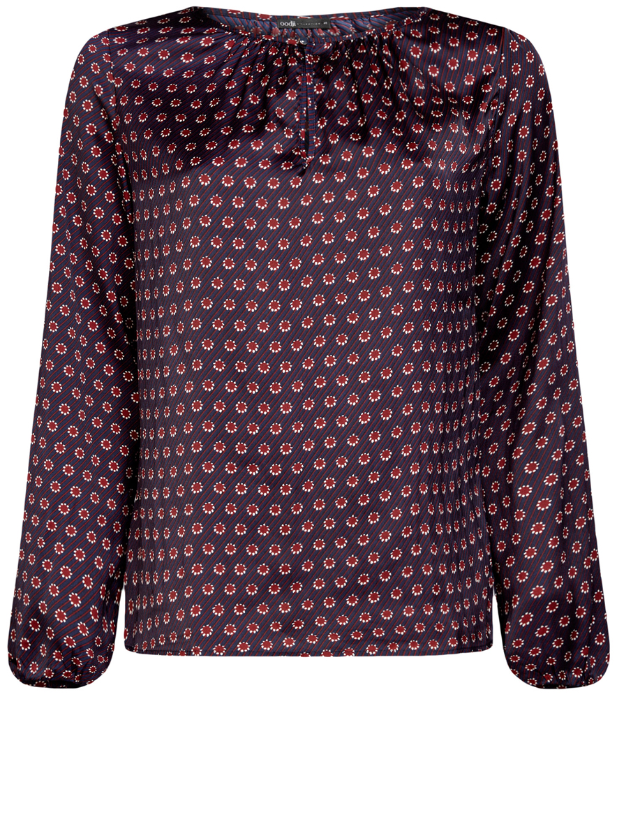 Блузка женская oodji Collection, цвет: темно-синий, бордовый. 21400321-2/33116/7949G. Размер 44 (50-170)21400321-2/33116/7949G Блузка женская oodji Collection, цвет: темно-синий, бордовый. 21400321-2/33116/7949G. Размер 44 (50-170)21400321-2/33116/7949GЖенская стильная блузка oodji исполнена из гладкой воздушной ткани. Оформлена рукавами-баллонами и круглым аккуратным воротником с вырезом-капелькой, декорированным пуговкой. Отлично подойдет для создания утонченного образа, как в повседневном стиле, так и в полуделовом.