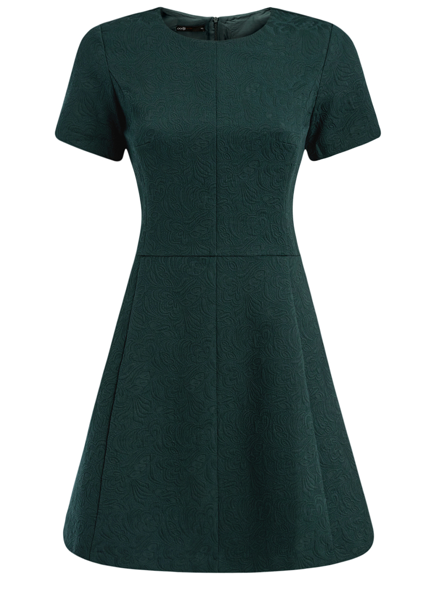 Платье oodji Ultra, цвет: темно-зеленый. 11902161/45826/6900N. Размер 36 (42-170)