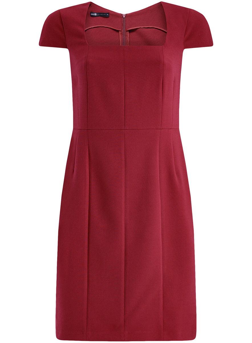 Платье oodji Collection, цвет: бордовый. 21902065/31291/4900N. Размер 46 (52-170)