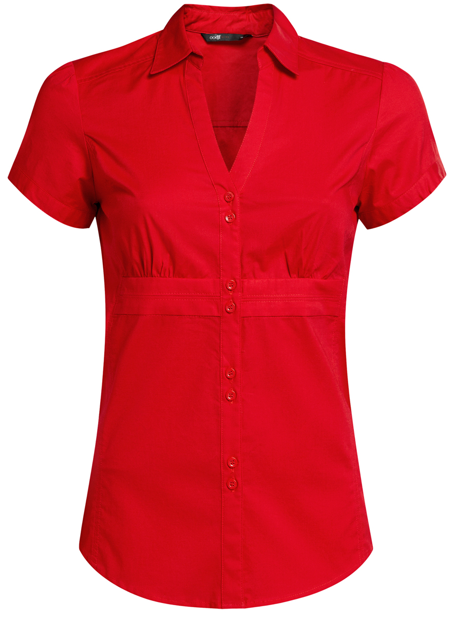 Блузка женская oodji Ultra, цвет: красный. 11402087/35527/4500N. Размер 36 (42-170)