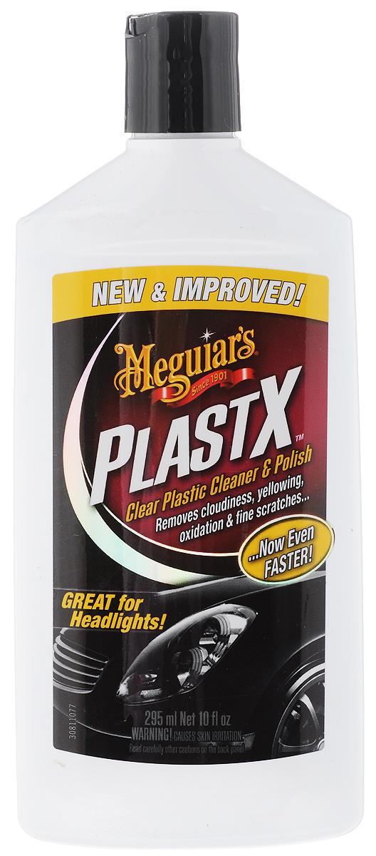 Средство для очистки и полировки Meguiars PlastX, для прозрачных пластмассовых поверхностей, 295 млG 12310 Средство для очистки и полировки Meguiars PlastX, для прозрачных пластмассовых поверхностей, 295 млG 12310Уникальное средство Meguiars PlastX быстро, безопасно и эффективно очищает, полирует и восстанавливает прозрачность пластмассовых поверхностей. Устраняет помутнение, риски, потертости. Возвращает фарам прозрачность и первоначальный внешний вид. Не содержит вредных растворителей.Товар сертифицирован.