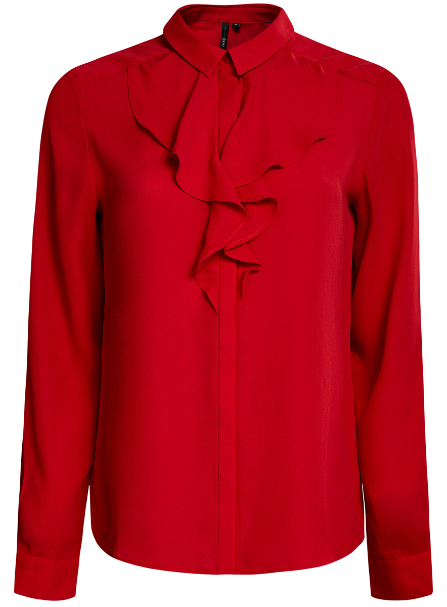 Блузка женская oodji Collection, цвет: красный. 21411090/36215/4500N. Размер 38 (44-170)