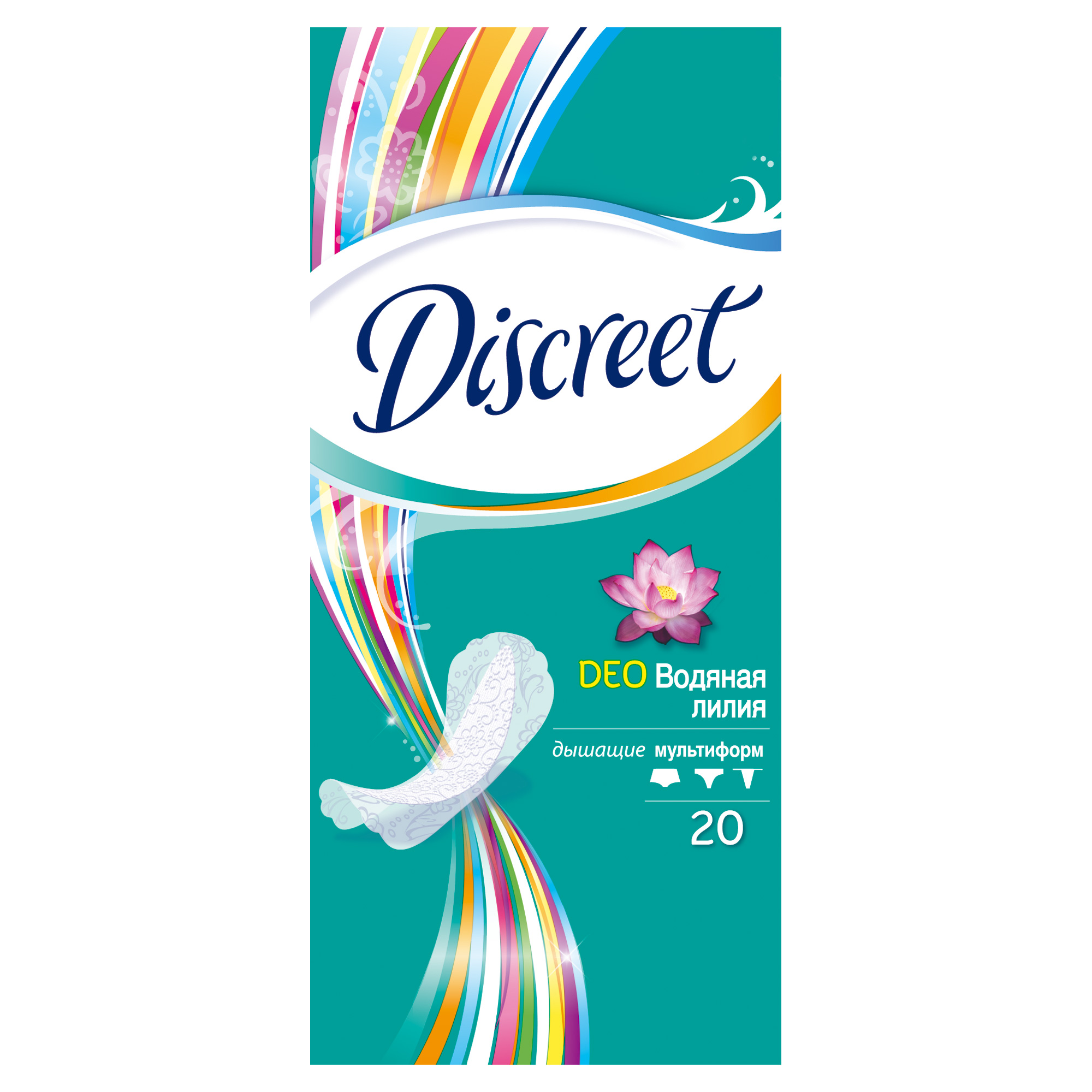 Discreet Женские гигиенические прокладки на каждый день Deo Water Lily Multiform Single 20штAD-83728310 Discreet Женские гигиенические прокладки на каждый день Deo Water Lily Multiform Single 20штAD-83728310Коллекция экстрадышащих ежедневок Discreet - до 12 часов свежести! Discreet Deo Water Lily - самые тонкие ежедневные гигиенические прокладки! 100% ощущения свежести! Тонкая ежедневка с овальной серединкой в обрамлении шелковистых краев-крылышек. С Discreet Deo Water Lily ты чувствуешь себя прекрасной и нежной, как весенний цветок! Этот аромат вдохновлен современной женственностью – нежной и легкой, как утонченный запах водных лилий. Ежедневные экстрадышащие гигиенические прокладки, сохраняют свежесть до 12 часов. Невероятно тонкие, менее 1 мм. Подходят для любого типа белья и обеспечивают идеальную фиксацию. С нежным и легким ароматом водяной лилии. Уникальный кружевной дизайн. Одобрены дерматологами.