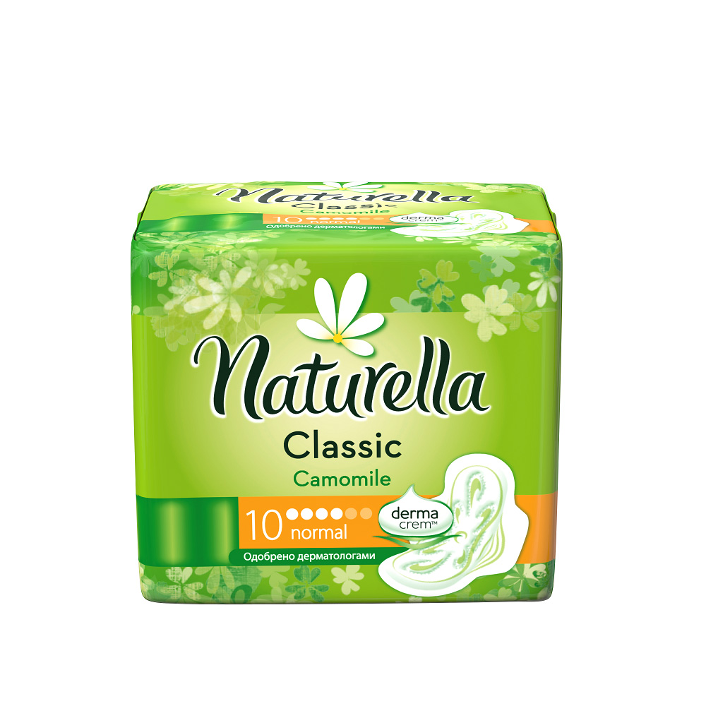 Naturella Classic Женские гигиенические прокладки с крылышками Camomile Normal Single 10штNT-83731363 Naturella Classic Женские гигиенические прокладки с крылышками Camomile Normal Single 10штNT-83731363Гигиенические прокладки Naturella Classic Normal Camomile c крылышками дарят мягкость и защищают кожу интимной зоны в критические дни. Это единственные прокладки для женщин с dermacrem, сухим лосьоном, клинически проверенные свойства которого помогают защитить кожу от раздражения.Эти прокладки с ароматом. вдохновленным ромашкой, имеют особую систему впитывания и суперабсорбирующие волокна, чтобы равномерно распределять и удерживать влагу внутри прокладки, даря коже ощущение сухости и комфорта.Одобренные дерматологическим институтом proDERM прокладки Naturella Classic Normal Camomile обеспечивают заботу о женской гигиене, которой можно доверять, в критические дни.Гигиенические прокладки Naturella Classic Normal Camomile созданы, чтобы защищать, одновременно заботясь о самой чувствительной коже инитмной зоны в критчиеские дниСодержат dermocrem, для дополнительного комфорта и ухода за кожейСупермягкий верхний слой обеспечивает дополнительный комфорт в интимной зонеПрокладки имеют индивидуальную упаковку,чтобы защита и забота всегда были с собойС легким ароматом, вдохновленным ромашкой, для устранения неприятного запаха в критические дни