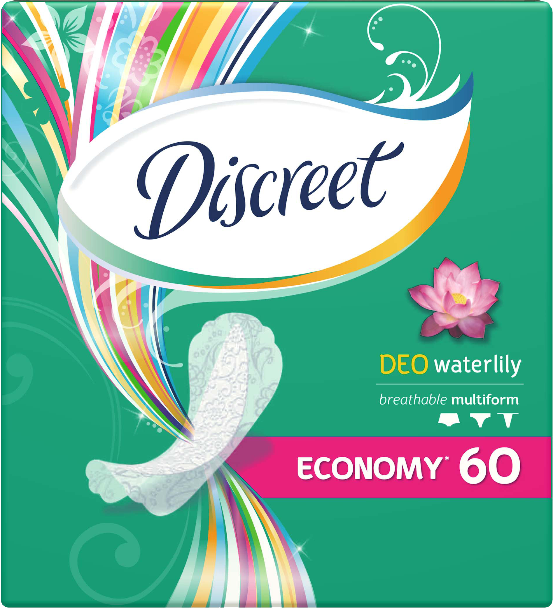 Discreet Женские гигиенические прокладки на каждый день Deo Water Lily Multiform Trio 60штAD-83728313 Discreet Женские гигиенические прокладки на каждый день Deo Water Lily Multiform Trio 60штAD-83728313Коллекция экстрадышащих ежедневок Discreet - до 12 часов свежести! Discreet Deo Water Lily - самые тонкие ежедневные гигиенические прокладки! 100% ощущения свежести! Тонкая ежедневка с овальной серединкой в обрамлении шелковистых краев-крылышек. С Discreet Deo Water Lily ты чувствуешь себя прекрасной и нежной, как весенний цветок! Этот аромат вдохновлен современной женственностью – нежной и легкой, как утонченный запах водных лилий. Ежедневные экстрадышащие гигиенические прокладки, сохраняют свежесть до 12 часов. Невероятно тонкие, менее 1 мм. Подходят для любого типа белья и обеспечивают идеальную фиксацию. С нежным и легким ароматом водяной лилии. Уникальный кружевной дизайн. Одобрены дерматологами.