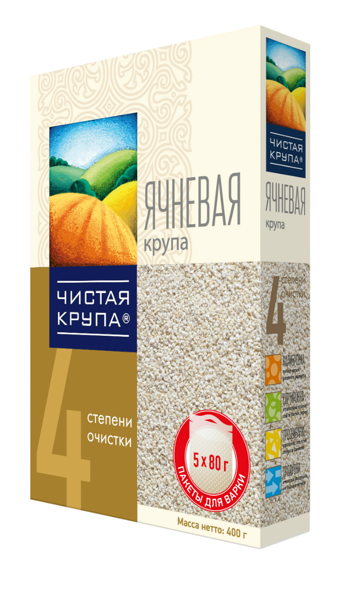 Чистая Крупа ячневая крупа в пакетиках для варки, 5 шт по 80 г18471 Чистая Крупа ячневая крупа в пакетиках для варки, 5 шт по 80 г18471Ячневую крупу, также как и перловую получают из ячменя. Однако в отличие от перловки ячмень не шлифуют, а просто дробят. И самая ценная часть зерна – слой алейрона, полностью сохраняется. В ячменном зерне содержится витамин А, почти все витамины группы В, витамины D, E, PP. В состав ячменя также входит широкий набор микроэлементов. В первую очередь фосфор, который необходим для нормального обмена веществ в организме, а так же для полноценной деятельности мозга. Оттого так велика ее польза!