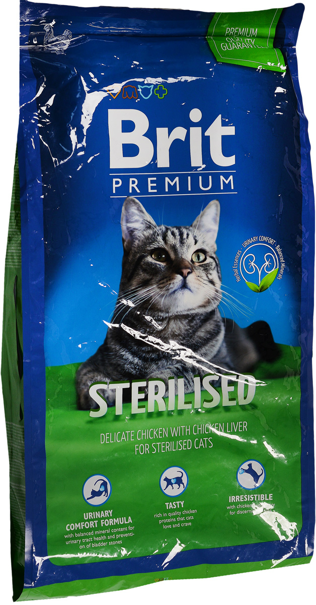 Корм сухой Brit Premium для стерилизованных кошек и кастрированных котов, 8 кг8594031445333 Корм сухой Brit Premium для стерилизованных кошек и кастрированных котов, 8 кг8594031445333Сбалансированный полнорационный корм Brit Premium предназначен для стерилизованных кошек и кастрированных котов. Основные достоинства:- Не содержит пшеницы, что максимально снижает пищевую аллергию.- Содержит пребиотики MOS и FOS, способствуя повышению иммунитета и поддержанию здоровой микрофлоры кишечника. - Содержит органический селен и витамин Е - факторы замедляющие процессы старения.Товар сертифицирован.