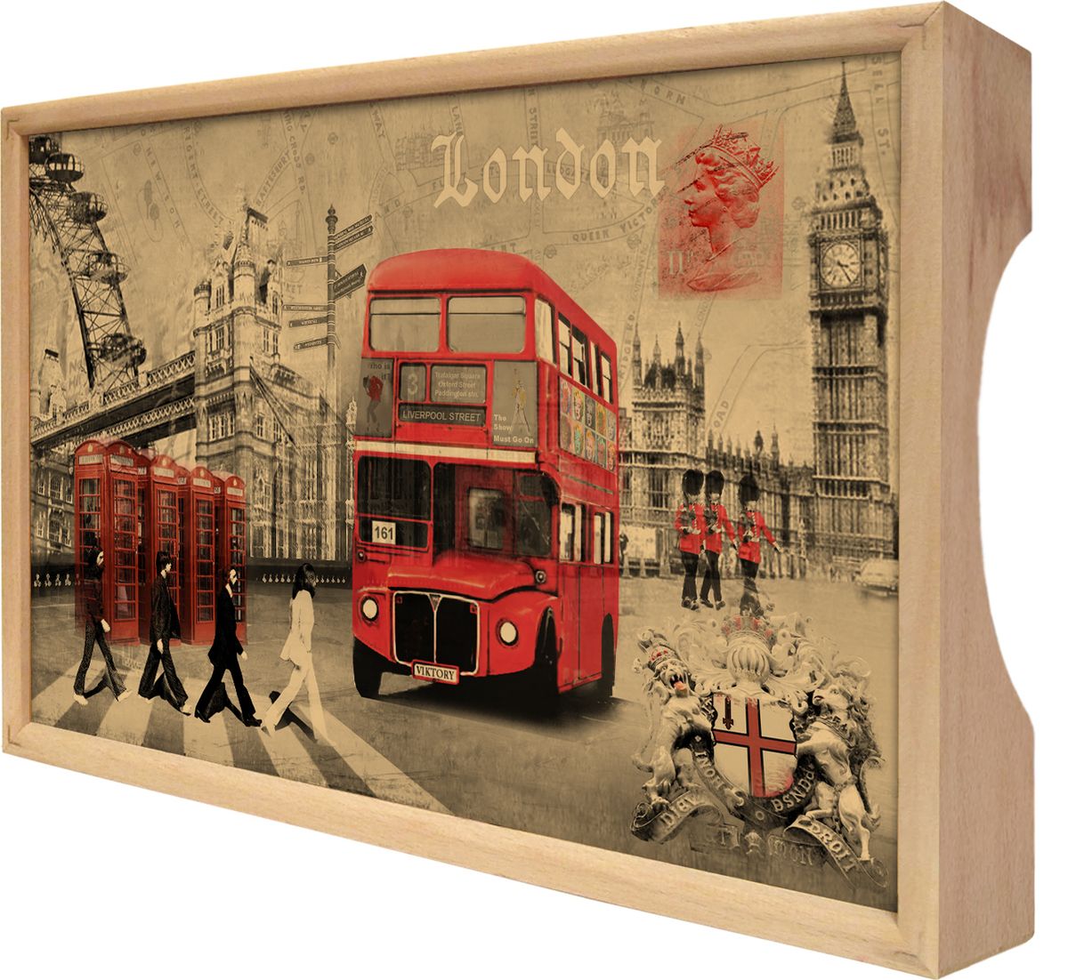 Поднос GiftnHome Лондон, 25 х 37,5 смTR-London Поднос GiftnHome Лондон, 25 х 37,5 смTR-LondonВеликолепное решение для подарка - поднос - это истинный комплимент Вашим любимым и близким людям. Подать кофе, завтрак в постель или вынести на веранду гостям закуски, фрукты сервированные на стильном Подносе, с оригинальным принтом на поверхности.Помимо функциональной пользы, данные изделия несомненно внесут свой Арт-стиль и уютную атмосферу в домашнее пространство. Нанесенные на столешницу дизайнерские принты от Креативной Студии АнтониоК прекрасно дополнят интерьер Вашего дома, дачи, студии или городской кухни - это современные, актуальные изделия, выполненные с душой, и несущие в дом настроение. Сегодня в тренде - экологичные натуральные материалы. Наша серия ЭКО-ЛАЙФ представлена подносами, столиками, ключницами, разделочными досками и дизайнерскими вешалками для кухни - все изделия изготовлены из благородных пород дерева: бука и дуба, - они прекрасно переносят длительную эксплуатацию и долго сохраняют свой шарм древесной структуры и природные качества.