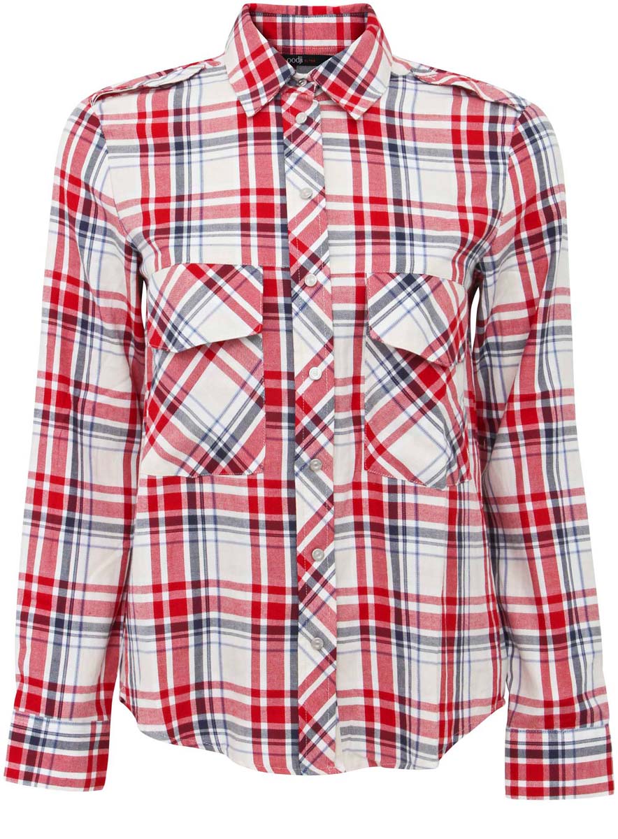 Рубашка женская oodji Ultra, цвет: красный, молочный. 11411052/42850/4533C. Размер 40 (46-170)