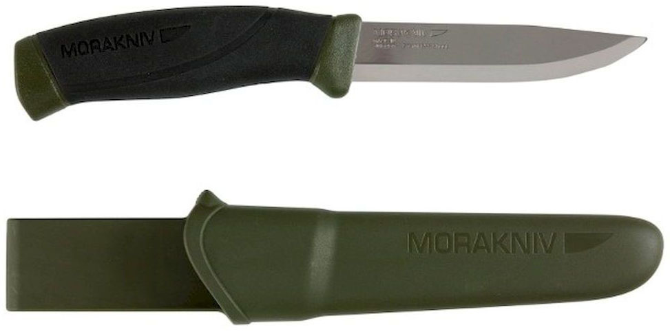 Нож туристический Morakniv Companion MG (С), цвет: зеленый, черный, стальной, длина лезвия 10,4 см11863 Нож туристический Morakniv Companion MG (С), цвет: зеленый, черный, стальной, длина лезвия 10,4 см11863Morakniv Companion MG (С) - это рабочий нож для активного отдыха и повседневного использования. Он является идеальным помощником в путешествиях. Клинок изготовлен из карбоновой, высокоуглеродистой стали. Толщина обуха ножа составляет 2,5 мм и он сужается практически в ноль к окончанию клинка. Лезвие имеет лазерную заточку, которая хранится в течение долгого периода пользования. Рукоятка имеет характерный изгиб для удобного хвата рукой. Она очень удобная, эргономичная. Основа рукоятки выполнена из пластика, то есть сам клинок запаян в очень плотный пластик, а поверх пластика покрыта тонким резиной. Резина не позволяет рукоять скользить даже в мокрой руке. На рукояти предусмотрен подпальцевый упор, благодаря чему большой палец ложится на рукоять очень удобно. Нож Morakniv Companion MG (С) универсальный - он хорошо режет продукты, им просто строгать ветки или выполнять любые другие задание необходимые в походе, на рыбалке, во время активного отдыха.НожныНожны пластиковые. В эксплуатации надежные, клипса на ремне держится очень хорошо, ее сложно снять, поэтому вариант случайного соскакивания ножен во время активного движения практически исключен. Внизу ножны предусмотрено дренажное отверстие. Для более удобного извлечения ножа предусмотрен пальцевой упор. Нож в ножнах фиксируется достаточно плотно, надежно.Общая длина ножа: