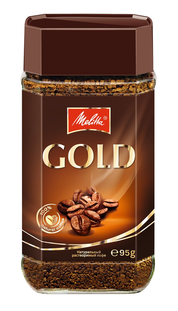 Melitta Gold кофе растворимый сублимированный, 95 г maestro di caffe superior кофе растворимый сублимированный 90 г