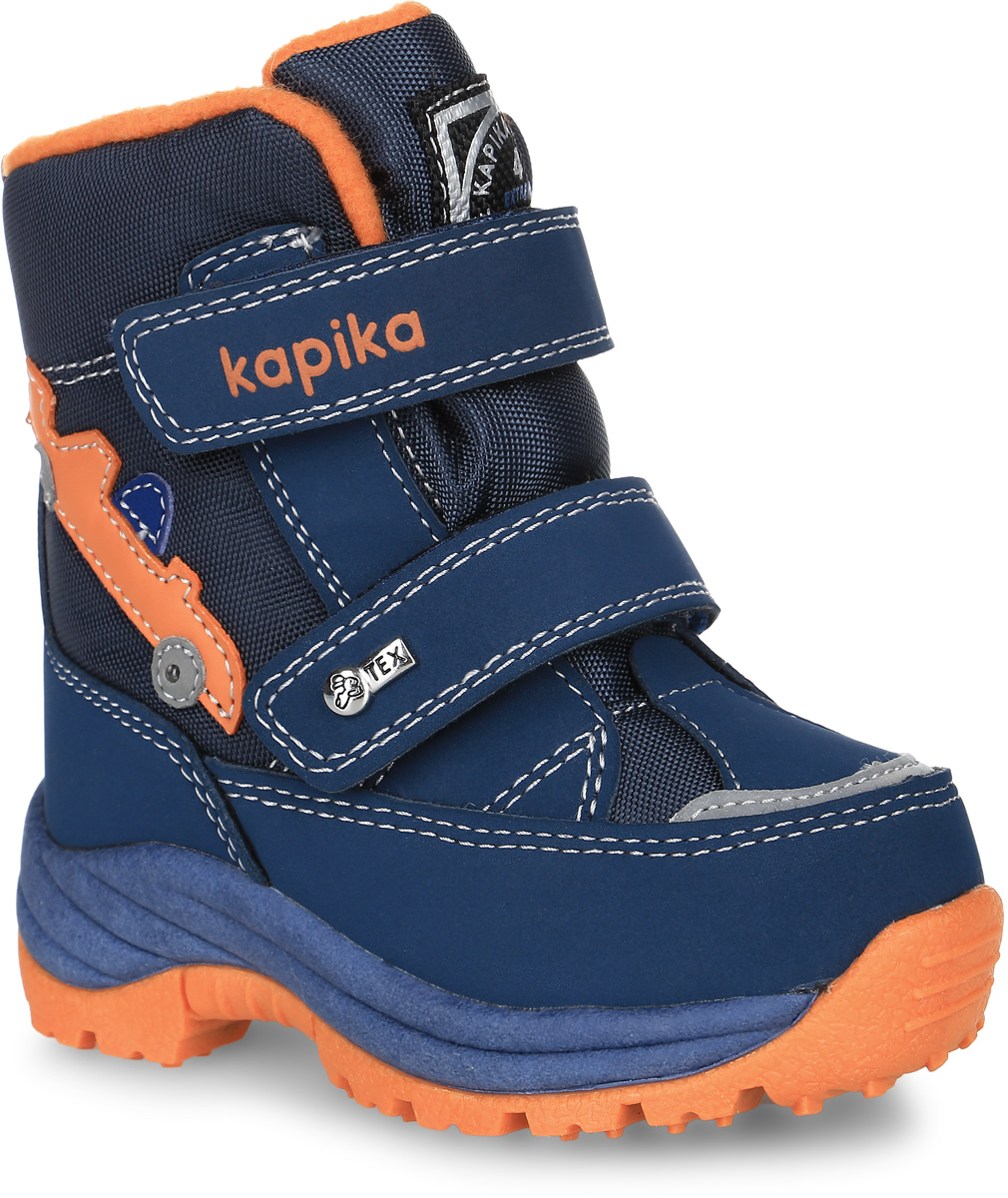 Ботинки для мальчика Kapika, цвет: темно-синий, оранжевый. 41151-2. Размер 23
