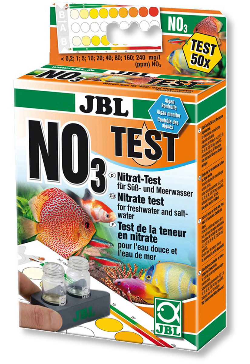 Тест на нитрат NO3 JBL Nitrat Test-Set NO3JBL2537500 Тест на нитрат NO3 JBL Nitrat Test-Set NO3JBL2537500Тест JBL Nitrat Test-Set NO3 предназначен для определения содержания нитратов в пресноводных и морских аквариумах и прудах. Простой и надежный контроль параметров воды для аквариума. Правильный химический состав воды в аквариуме / пруду зависит от популяции рыб и растений. Даже если вода прозрачная, она может быть заражена. При плохих параметрах в аквариуме / пруду появляются заболевания или водоросли. Для здорового аквариума / пруда с природными условиями важно регулярно проверять и корректировать параметры воды. Нитрат - конечный продукт минерализации в аквариуме / пруду и даже при относительно высоких концентрациях не токсичен для рыб, однако, отрицательно влияет на рост растений и самочувствие многих видов рыб. Чрезмерное количество нитратов также способствует нежелательному росту водорослей при наличии также фосфатов в воде. Лабораторная компараторная система учитывает цвет воды: наберите в кювету пробу воды, добавьте реагенты, поместите кюветы в держатель, посмотрите показания по цветовой шкале. Экспресс-тест рассчитан примерно на 50 измерений. В комплект входят 2 реагента, 2 стеклянные кюветы с закручивающимися крышками, шприц, мерная ложка, компараторный блок и цветовая шкала. Реагенты также продаются отдельно. Длительность применения: раз в неделю в новом пресноводном аквариуме; раз в неделю в новом морском аквариуме.