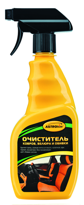 Очиститель ковров, велюра и обивки ASTROhim, 500 млRC-100BWC Очиститель ковров, велюра и обивки ASTROhim, 500 млRC-100BWCОчиститель ковров, велюра и обивки ASTROhim обладает глубоким очищающим эффектом. Удаляет загрязнения из нижних слоев обивки.Содержит комплекс специально подобранных поверхностно-активных веществ, позволяющих эффективно удалять грязь, пятна от напитков, еды, косметики, крови и чернил, а также технических жидкостей. Возвращает обивке естественный цвет и поднимает ворс ковровых покрытий. Защищает обивку от выгорания. Уничтожает неприятный запах в салоне автомобиля, оставляя после использования приятный аромат.Может использоваться в бытовых целях, например, для ухода за тканевой обивкой мебели и ковровыми покрытиями.Товар сертифицирован.