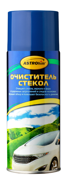 Очиститель стекол Astrohim, аэрозоль, 520 млАС-373 Очиститель стекол Astrohim, аэрозоль, 520 млАС-373Очиститель стекол Astrohim эффективно очищает стекла от дорожных загрязнений и масляно-жировой пленки, придавая стеклам абсолютную прозрачность и не оставляя разводов. При нанесении образует пену, которая не стекает при обработке вертикальных поверхностей.Действует быстро, так как содержит специальные смачивающие добавки, которые усиливают действие активных компонентов.Подходит для использования как снаружи, так и внутри автомобиля.При использовании для очистки стекол в салоне автомобиля эффективно удаляет никотиновую пленку и не повреждает тонировочную пленку.Предотвращает появление царапин на стекле.Может использоваться для очистки поликарбонатного пластика фар автомобиля.Улучшает обзорность и повышает безопасность движения.Безопасен для лакокрасочного покрытия, хромированных, пластиковых и резиновых поверхностей автомобиля, так как не содержит аммиак.Обладает приятным ароматом зеленого яблока.
