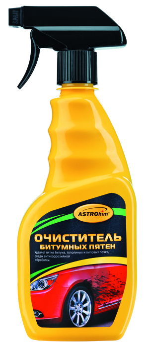 Очиститель битумных пятен ASTROhim, 500 млАС-395 Очиститель битумных пятен ASTROhim, 500 млАС-395Очиститель битумных пятен ASTROhim содержит специальные компоненты, которые обладают способностью проникать в глубокие слои засохших загрязнений, размягчать и расщеплять их. Состав начинает действовать сразу же после нанесения и обеспечивает полное удаление битумных пятен и следов от тополиных почек! Кроме того, очиститель помогает без труда убрать следы антикоррозийных средств (мовиля, мастики), оставшихся после обработки кузова. После использования очистителя вам не придется мыть поверхность с использованием автошампуня, чтобы смыть остатки средства. Достаточно всего лишь ополоснуть поверхность обычной водой. Очиститель битумных пятен ASTROhim не содержит агрессивных компонентов, поэтому абсолютно безопасен для кузова! Его можно использовать для очистки загрязнений с лакокрасочного покрытия, стекол, фар, хромированных и пластиковых элементов отделки кузова. Товар сертифицирован.