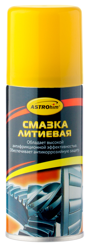 Смазка литиевая ASTROhim, 140 млАС-4521 Смазка литиевая ASTROhim, 140 млАС-4521Смазка литиевая ASTROhim - это высококачественная смазка для ухода за автомобилем, разнообразного бытового и промышленного использования. Предназначена для смазывания резьбовых соединений, подшипников качения и скольжения, шарниров, зубчатых, червячных и иных передач, индустриальных механизмов и другой техники. Устраняет неприятный скрип и скрежет дверных петель, снижает вероятность заклинивания тросов, приводов, замков, защищает клеммы аккумуляторов от окисления. Аэрозольная форма выпуска позволяет смазывать механизмы без разборки или демонтажа защитных кожухов. Смазка обладает высокой антифрикционной эффективностью, химической стойкостью, механической стабильностью, надежно защищает стальные детали от коррозии. Не густеет на морозе, не стекает в жарких погодных условиях, предназначена для использования в диапазоне температур от -40°С до +120°С. Товар сертифицирован.