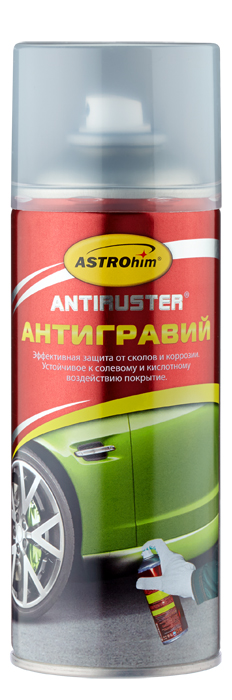 Антигравий ASTROhim, цвет: прозрачный, 520 млАС-480 Антигравий ASTROhim, цвет: прозрачный, 520 млАС-480Антигравий ASTROhim предназначен для эффективной защиты лакокрасочного покрытия от сколов и последующего возникновения очагов коррозии на нижних частях кузова автомобиля (колесные арки, пороги, фартук, днище), наиболее подверженных абразивному воздействию песка, мелких камней и гравия. Существенно продлевает срок службы кузова. Формирует эластичное покрытие, устойчивое к агрессивному воздействию кислотных осадков и дорожных реагентов. Не расслаивается и не теряет эластичности при резких перепадах температур и на сильном морозе. Быстро сохнет, обладает хорошей адгезией, после высыхания может окрашиваться большинством автоэмалей. Обладает звукопоглощающими свойствами. Товар сертифицирован.
