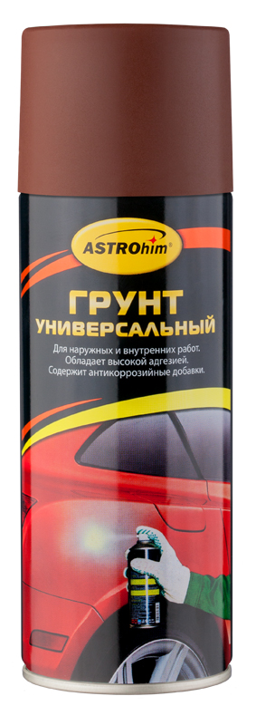 Грунт универсальный ASTROhim, цвет: красно-коричневый, 520 млАС-614 Грунт универсальный ASTROhim, цвет: красно-коричневый, 520 млАС-614Высококачественный алкидный грунт ASTROhim предназначен для подготовки к окраске металлических и деревянных поверхностей всеми видами лакокрасочных материалов, кроме нитроцеллюлозных. Применяется для наружных и внутренних работ. Обладает высокой адгезией, атмосферостойкостью и хорошей укрывистостью. Легко наносится на труднодоступные места. Содержит комплекс антикоррозийных пигментов и добавок. Образует на грунтуемой поверхности прочное покрытие, защищающее металлические поверхности от коррозии, прекрасно шлифуется, устойчиво к воздействию воды и технических масел. Товар сертифицирован.