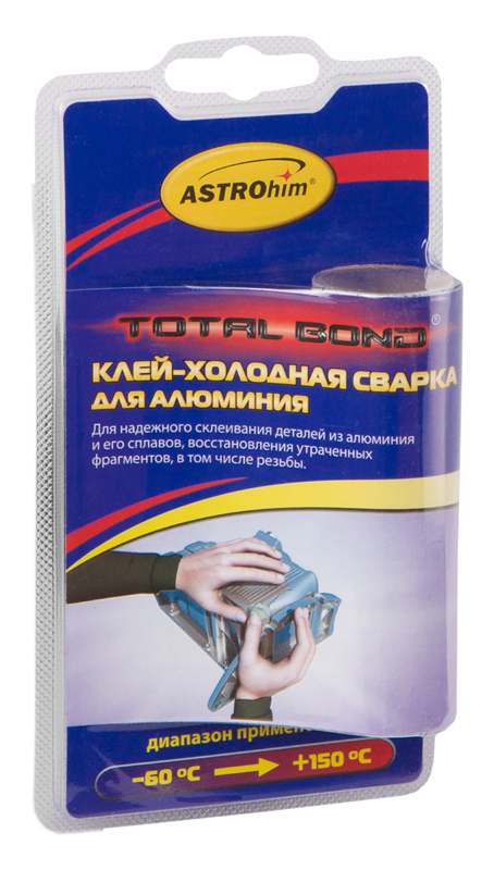 Клей-холодная сварка ASTROhim, для алюминия, 55 гАС-9305 Клей-холодная сварка ASTROhim, для алюминия, 55 гАС-9305Клей-холодная сварка ASTROhim предназначен для быстрого и надежного склеивания, ремонта деталей и узлов, герметизации соединений и емкостей, для восстановления утраченных фрагментов изделий из алюминия и его сплавов, в том числе с разнородными материалами в различных комбинациях (сталь, дерево, керамика). Температура эксплуатации отремонтированных изделий от -60°С до +150°С. Товар сертифицирован.