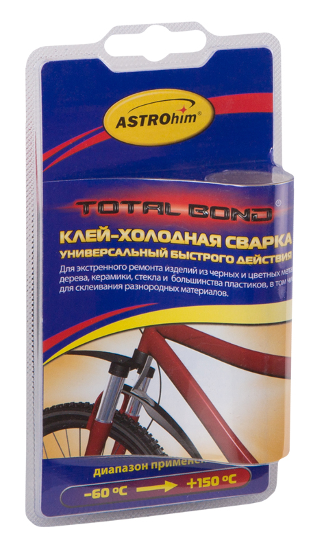Клей-холодная сварка универсальный ASTROhim, быстрого действия, 55 гАС-9319 Клей-холодная сварка универсальный ASTROhim, быстрого действия, 55 гАС-9319Клей-холодная сварка универсальный ASTROhim предназначен для экстренного ремонта изделий из черных и цветных металлов, дерева, керамики, стекла и большинства пластиков, в том числе в комбинациях между собой. Применяется также для восстановления утраченных фрагментов изделий из вышеперечисленных материалов, работающих при температурах от -60°С до +150°С. Товар сертифицирован.
