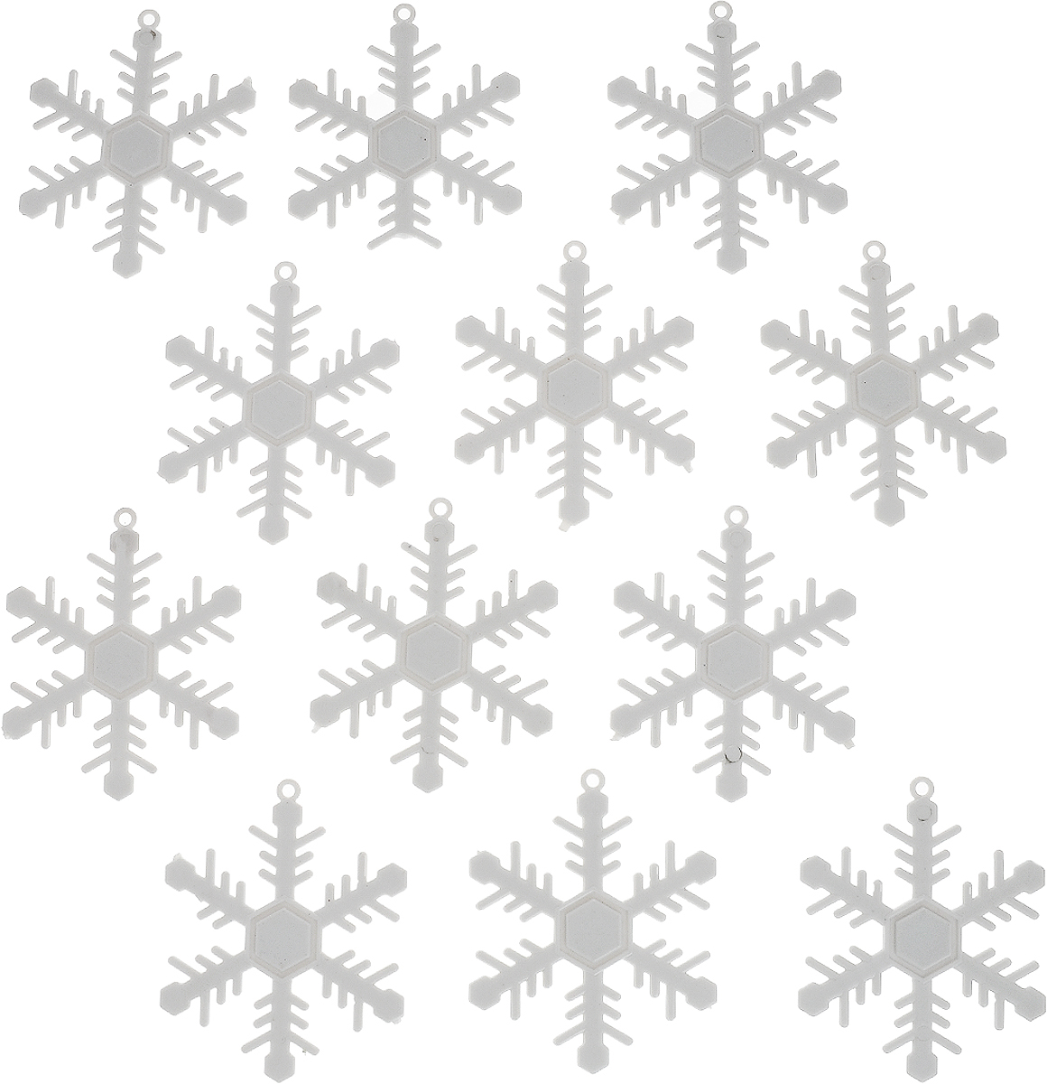 Украшение новогоднее подвесное Winter Wings Снежинки, диаметр 6,5 см, 12 штN181145 Украшение новогоднее подвесное Winter Wings Снежинки, диаметр 6,5 см, 12 штN181145Набор украшений Winter Wings Снежинки прекрасно подойдет для праздничного декора новогодней ели. Изделия выполнены из высококачественного пластика в виде снежинок. Для удобного размещения на елке на украшениях предусмотрены веревочки.Елочная игрушка - символ Нового года. Она несет в себе волшебство и красоту праздника. Создайте в своем доме атмосферу веселья и радости, украшая новогоднюю елку нарядными игрушками, которые будут из года в год накапливать теплоту воспоминаний. Откройте для себя удивительный мир сказок и грез. Почувствуйте волшебные минуты ожидания праздника, создайте новогоднее настроение вашим дорогим и близким.