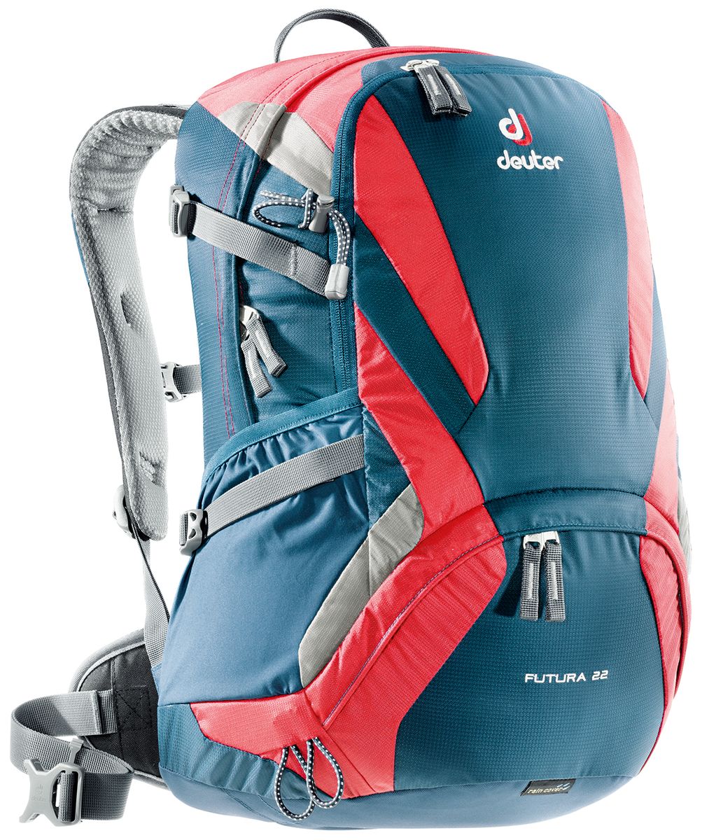 Рюкзак Deuter Futura, цвет: синий, красный, 22 л34204_3514 Рюкзак Deuter Futura, цвет: синий, красный, 22 л34204_3514Deuter Futura это ведущая модель среди легких рюкзаков Deuter. Futura сохранил свои плавные обводы, но теперь их цвета изменились. Первоклассная функциональность сочетается с отличной системой вентиляции Aircomfort. Они отлично смотрятся и в офисе, и в магазине, и в однодневном походе.Особенности: - поясной ремень с двухслойными набедренными подушками; - плечевые лямки из двухслойного поропласта со стабилизирующими ремнями; - боковые компрессионные ремни для регулировки объема, практичный карман спереди, боковые сетчатые карманы, внутренний карман для мелких вещей; - отделение для мокрой одежды, петли для телескопических палок. Вес: 1260 г.Объем: 22 л.Размеры: 52 x 32 x 24 см.