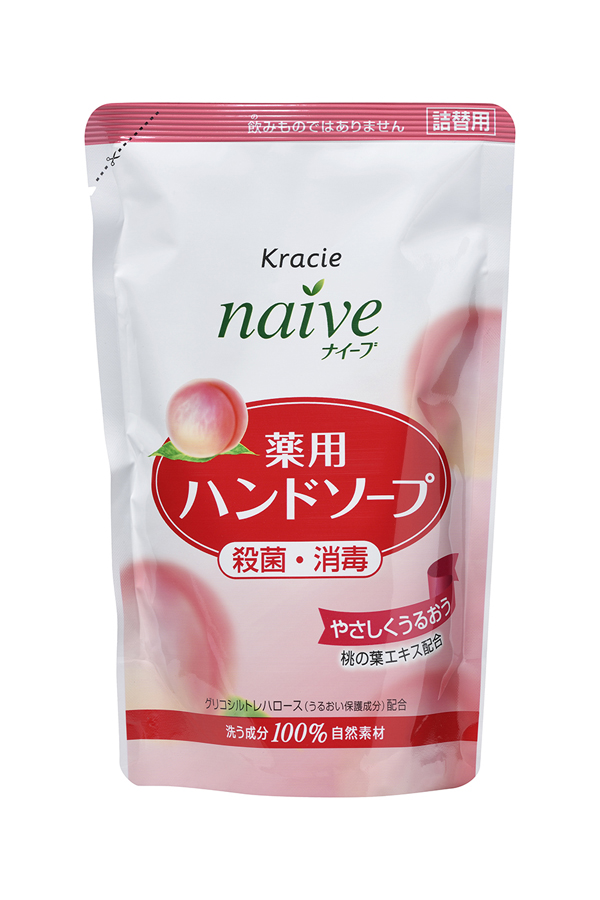 Kracie 17761 Naive Мыло жидкое для рук с экстрактом листьев персикового дерева (сменная упаковка), 200 мл17761kr Kracie 17761 Naive Мыло жидкое для рук с экстрактом листьев персикового дерева (сменная упаковка), 200 мл17761krЖидкое мыло с очищающими компонентами растительногопроисхождения и гликозилтрегалозой (увлажняющее исмягчающее кожу рук вещество аминокислотной группы) мягкоочищает и увлажняет кожу рук. Обладает антибактериальным идезодорирующим эффектами. С экстрактом листьевперсикового дерева.