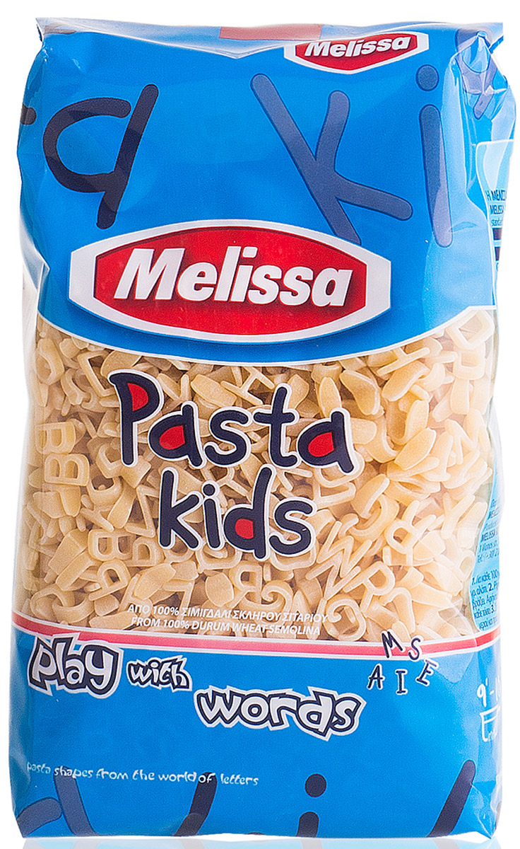 Melissa Kids паста Буквы, 500 г14.0015 Melissa Kids паста Буквы, 500 г14.0015Продукция компании Melissa производится в Греции и готовится по собственному рецепту, сохраняющему вкус твердых сортов пшеницы.Паста имеет светлый оттенок, как в сыром, так и в готовом виде, и сохраняет идеальную текстуру при приготовлении. Продукция Melissa завоевала многочисленных поклонников благодаря высокому качеству в Греции и по всему миру. Среди других продуктов детская линейка макаронных изделий по праву занимает достойное место.