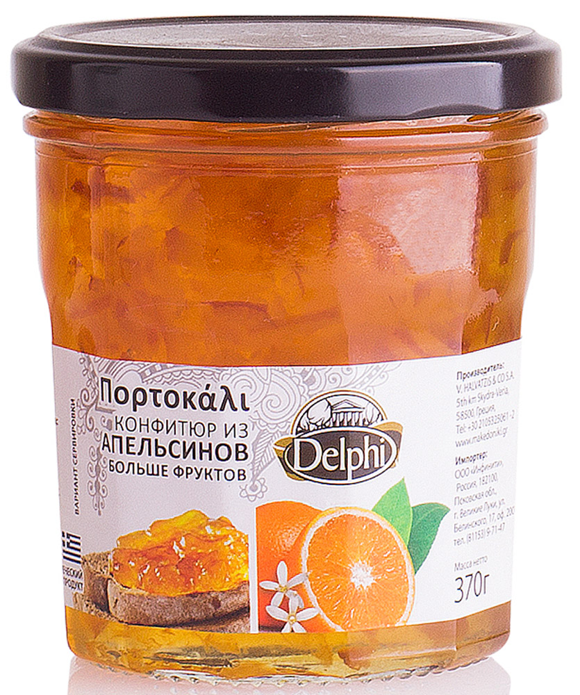 Delphi Конфитюр апельсиновый V. Halvatzis, 370 г63.0006 Delphi Конфитюр апельсиновый V. Halvatzis, 370 г63.0006Необычный греческий густой конфитюр из сладких апельсинов подарит вам невероятное удовольствие в каждой ложке.