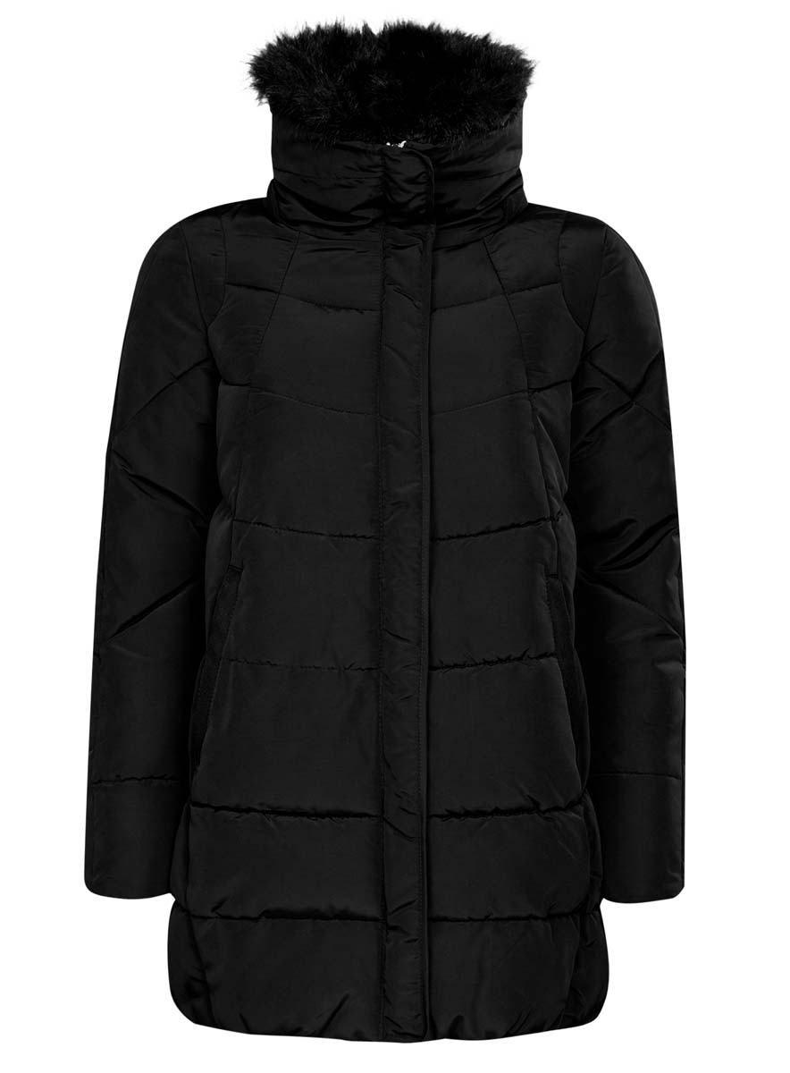 Куртка женская oodji, цвет: черный. 10210002/46266/2900N. Размер 34 (40-170)