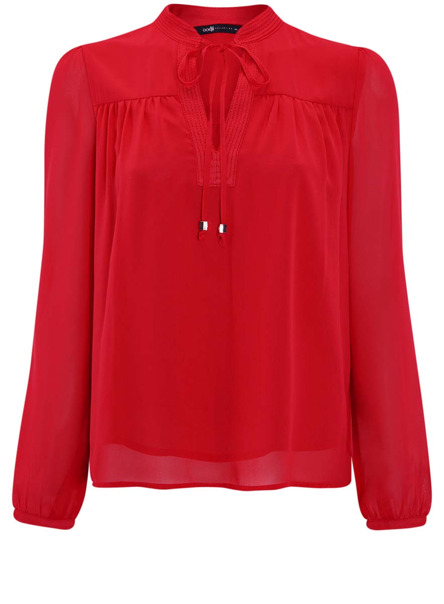Блузка женская oodji Collection, цвет: красный. 21400402/17358/4500N. Размер 36-170 (42-170)