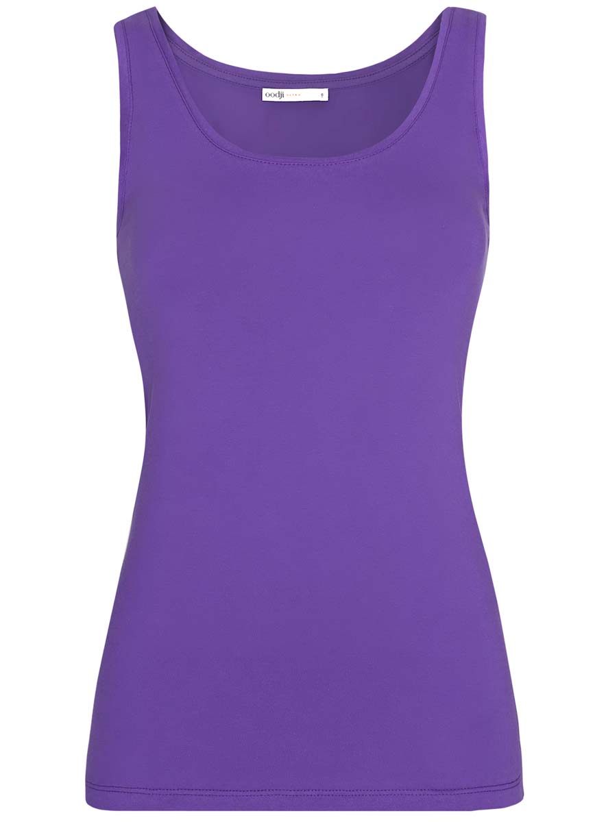 Майка женская oodji Ultra, цвет: фиолетовый. 14315002B/46154/8300N. Размер L (48)14315002B/46154/8300N Майка женская oodji Ultra, цвет: фиолетовый. 14315002B/46154/8300N. Размер L (48)14315002B/46154/8300NЖенская майка oodji Ultra изготовлена из натурального хлопка. Модель с круглым вырезом горловины выполнена в лаконичном дизайне.