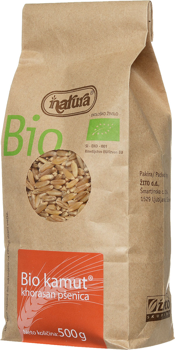 Zito Natura Bio Крупа камут органический, 500 г3400005 Zito Natura Bio Крупа камут органический, 500 г3400005Хорасанская пшеница - это заново открытая древняя злаковая культура, выращиваемая древними египтянами около 4000 лет назад. Может употребляться вместо пшеницы или спельты. Так как она имеет легкий сладкий привкус, то при выпечке не требуется добавление сахара. Употреблять с молоком или фруктами, а также в качестве добавки к тушеным блюдам.Органические продукты Natura имеют маркировку в соответствии с законодательством и европейскую экологическую маркировку сертифицированных органических продуктов питания, так как при их производстве не используются удобрения и распылители, запрещенные в органическом производстве и обработке. Органические продукты произведены под контролем SI - EKO - 001.Органические продукты Natura производятся в регионах, где природа пока еще живет своей жизнью. Они попадают на полки магазинов и на столы людей, выбирающих здоровое питание, в той же форме, в которой их создала природа: натуральными, питательными и здоровыми. Разнообразные натуральные зерна и семена обладают всеми свойствами злаков, полностью сохраняя, таким образом, свои полезные качества.