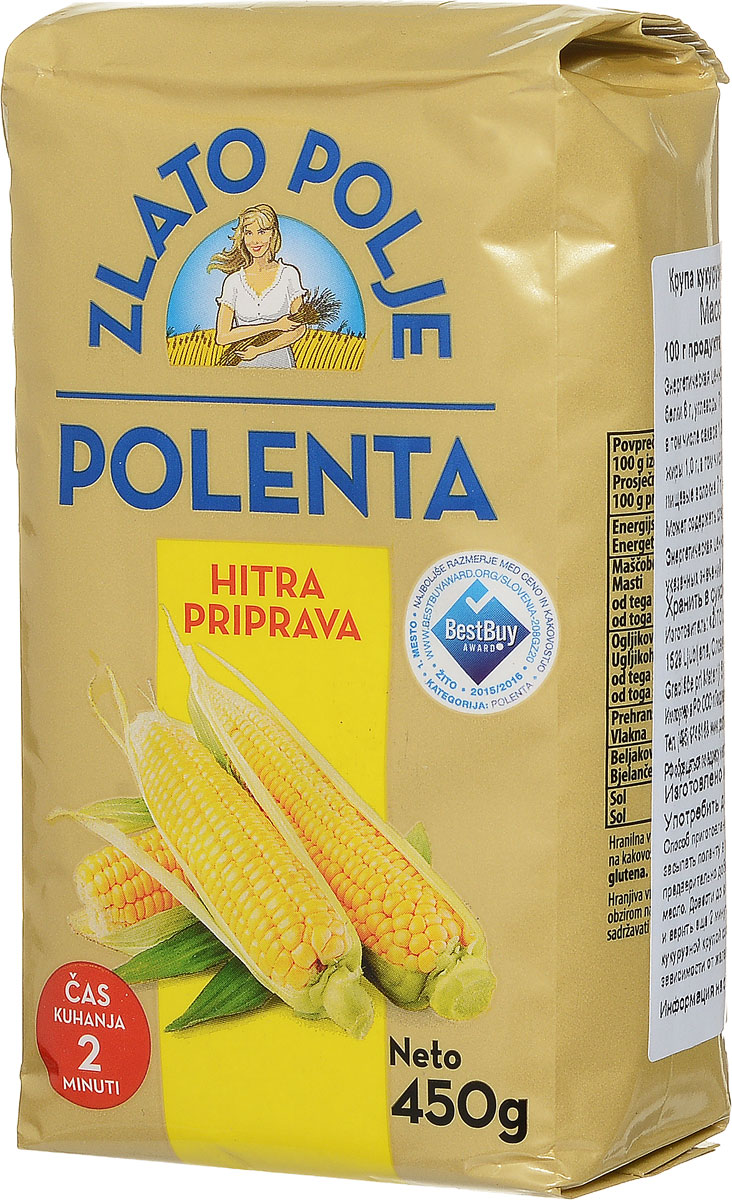 Zito Zlato Polje Крупа кукурузная полента, 450 г3400006 Zito Zlato Polje Крупа кукурузная полента, 450 г3400006Полента - это мелкая кукурузная крупа, идеально подходящая для приготовления диетических блюд или блюд для детей. Кроме того, она создаст атмосферу традиционной домашней кухни, так как из нее легко и просто готовить полезные и вкусные блюда.Крупа кукурузная Zito Zlato Polje может содержать следы глютена.
