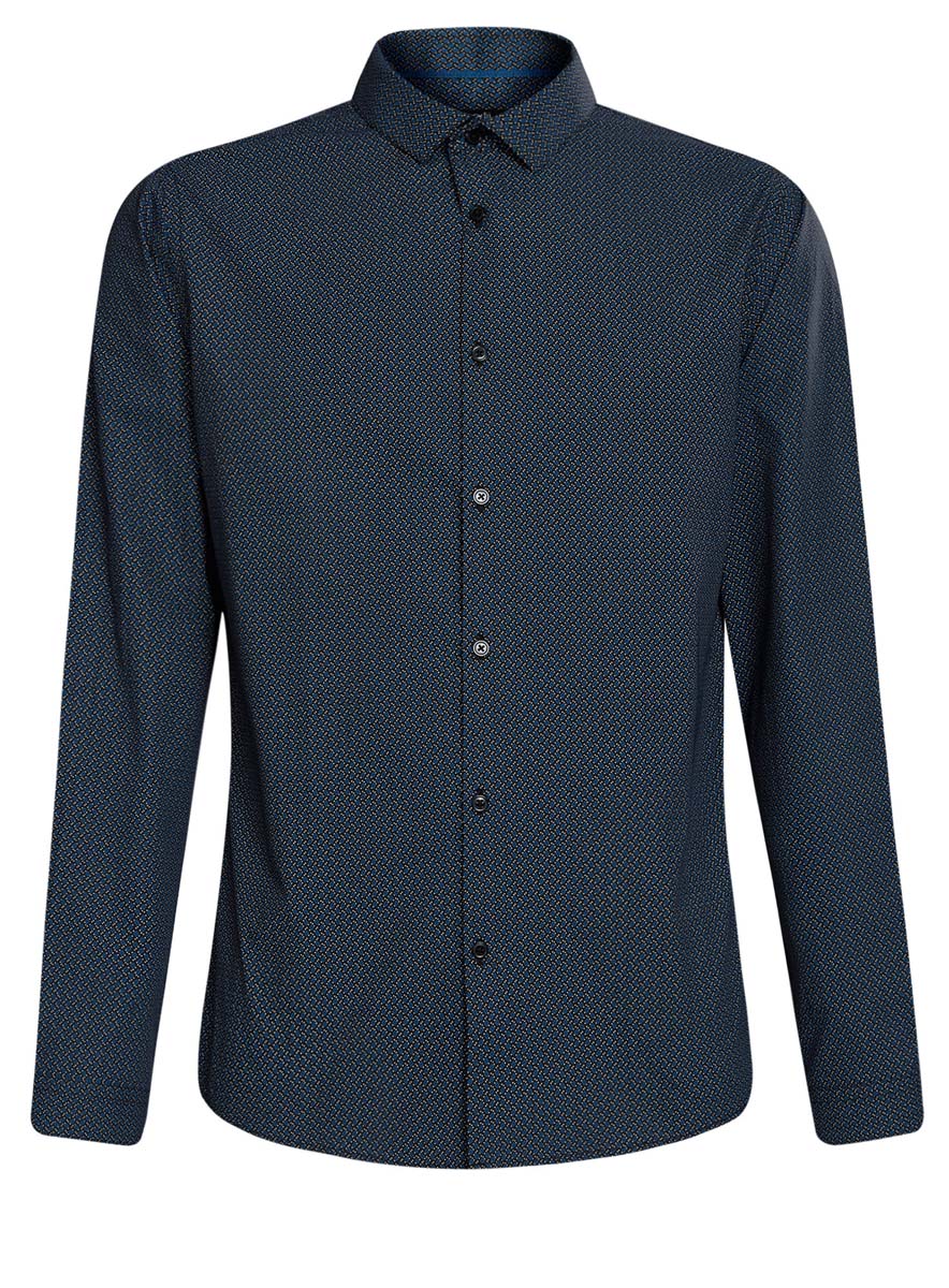 Рубашка мужская oodji Lab, цвет: черный, темно-синий. 3L110216M/19370N/2975G. Размер 39 (46-182)