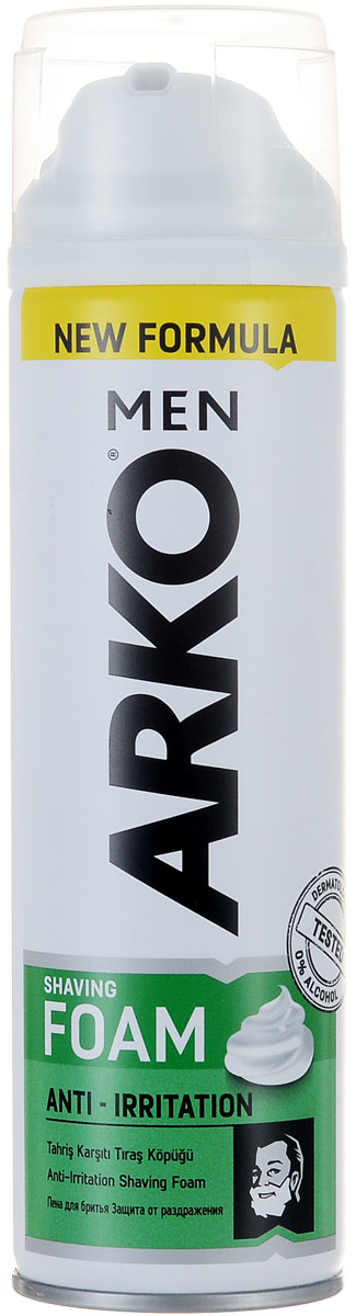Arko Men Пена для бритья Anti-Irritation 200мл800530343 Arko Men Пена для бритья Anti-Irritation 200мл800530343Пена для бритья уменьшает риск возникновения жжения кожи от бритья, за счет интенсивного смягчения щетины и увлажнения кожи. Содержит алое вера и экстракт ромашки.