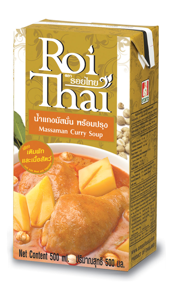 Roi Thai Массаман Карри основа для супа, 250 мл542903 Roi Thai Массаман Карри основа для супа, 250 мл542903Roi thai curry soup является готовым супом-основой, в котором уже смешаны кокосовое молоко, тайские пасты карри, травы, а также соусы, перечень и количество которых в точности соответствуют рецептуре традиционных тайских блюд. Roi Thai является натуральным продуктом, не содержит консервантов, ароматизаторов и усилителей вкуса. Суп Roi Thai является натуральными продуктом, не является концентратом и НЕ ТРЕБУЕТ разведения водой или другими жидкостями. Если вкус супа покажется Вам острым или излишне насыщенным, можно добавить в суп кокосового молока. Он сделает вкус супа более нежным, мягким и сливочным.
