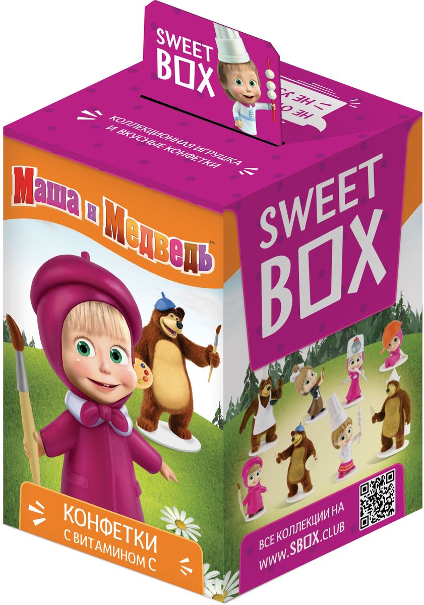 Sweet Box Маша и Медведь драже с игрушкой, 10 гУТ18682 Sweet Box Маша и Медведь драже с игрушкой, 10 гУТ18682Драже с игрушкой Sweet Box Маша и Медведь - это не только вкусное лакомство, но и забавная игрушка, выполненная в виде одного из героев любимого детского мультфильма Маша и Медведь.В коллекции 8 персонажей, а сама игрушка выполнены из качественного пластика. Пока не откроете коробочку - не узнаете какая игрушка вам попалась!Внимание! Игрушка предназначена для детей старше 3-х лет.
